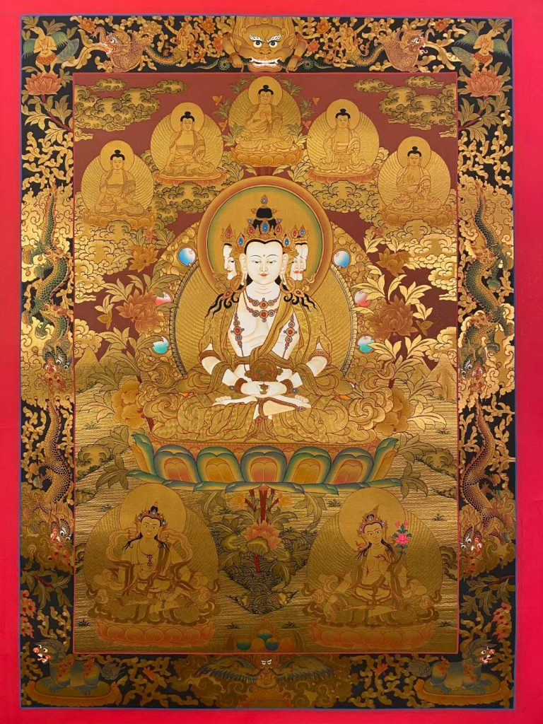 编号173-443263：黄金唐卡-四面大日如来（80*55CM左右）