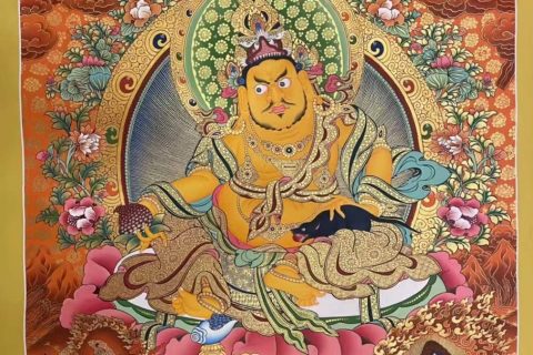 编号173-521157：红金唐卡-五方财神（80*60CM左右）