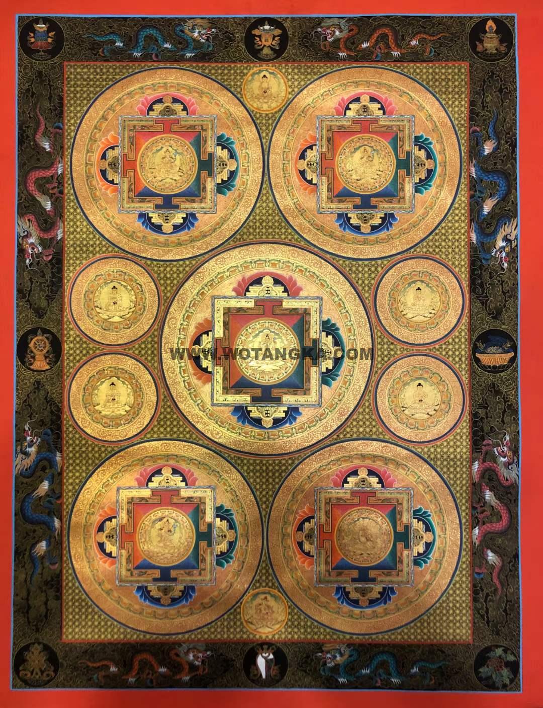 编号173-660050：黄金唐卡-四臂观音坛城（120*70CM左右）