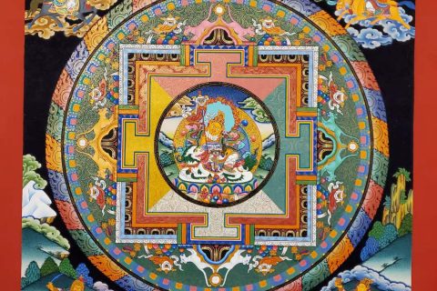 编号173-712087：彩绘唐卡-财宝天王·八马财神坛城（120*90CM左右）