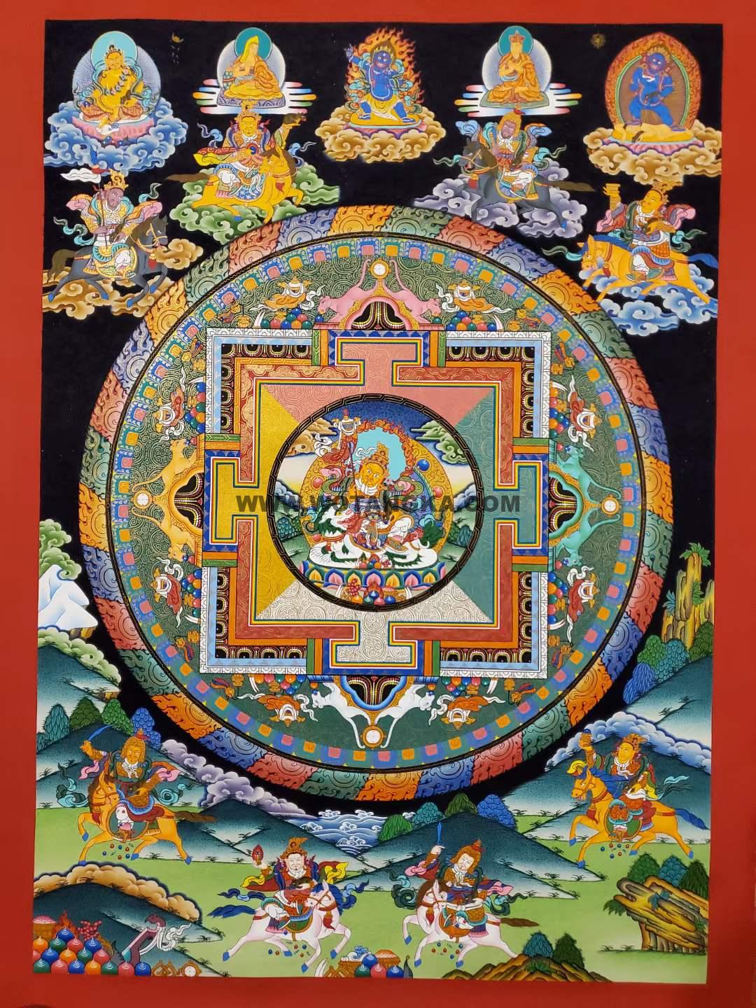 编号173-712087：彩绘唐卡-财宝天王·八马财神坛城（120*90CM左右）