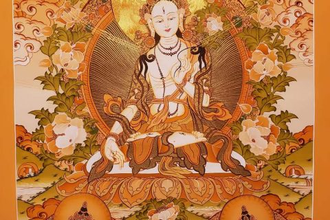 编号173-712186：彩绘唐卡-白度母（75*55CM左右）