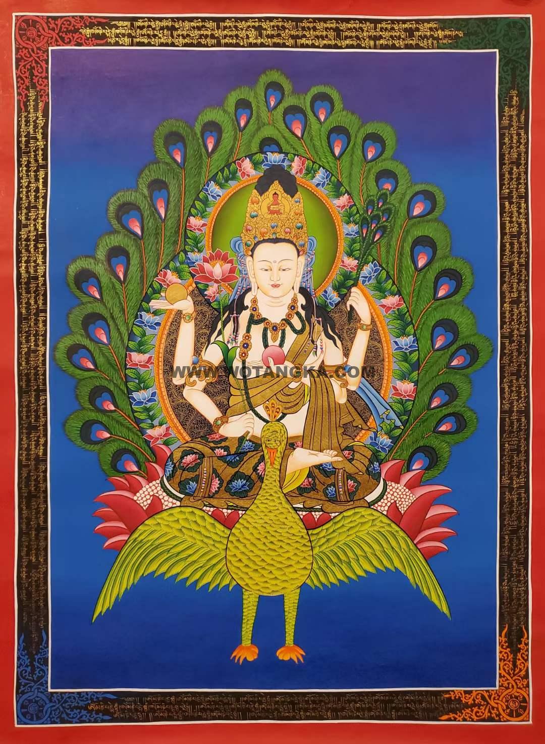 编号173-735696:彩绘唐卡-孔雀大明王(85*60CM左右)