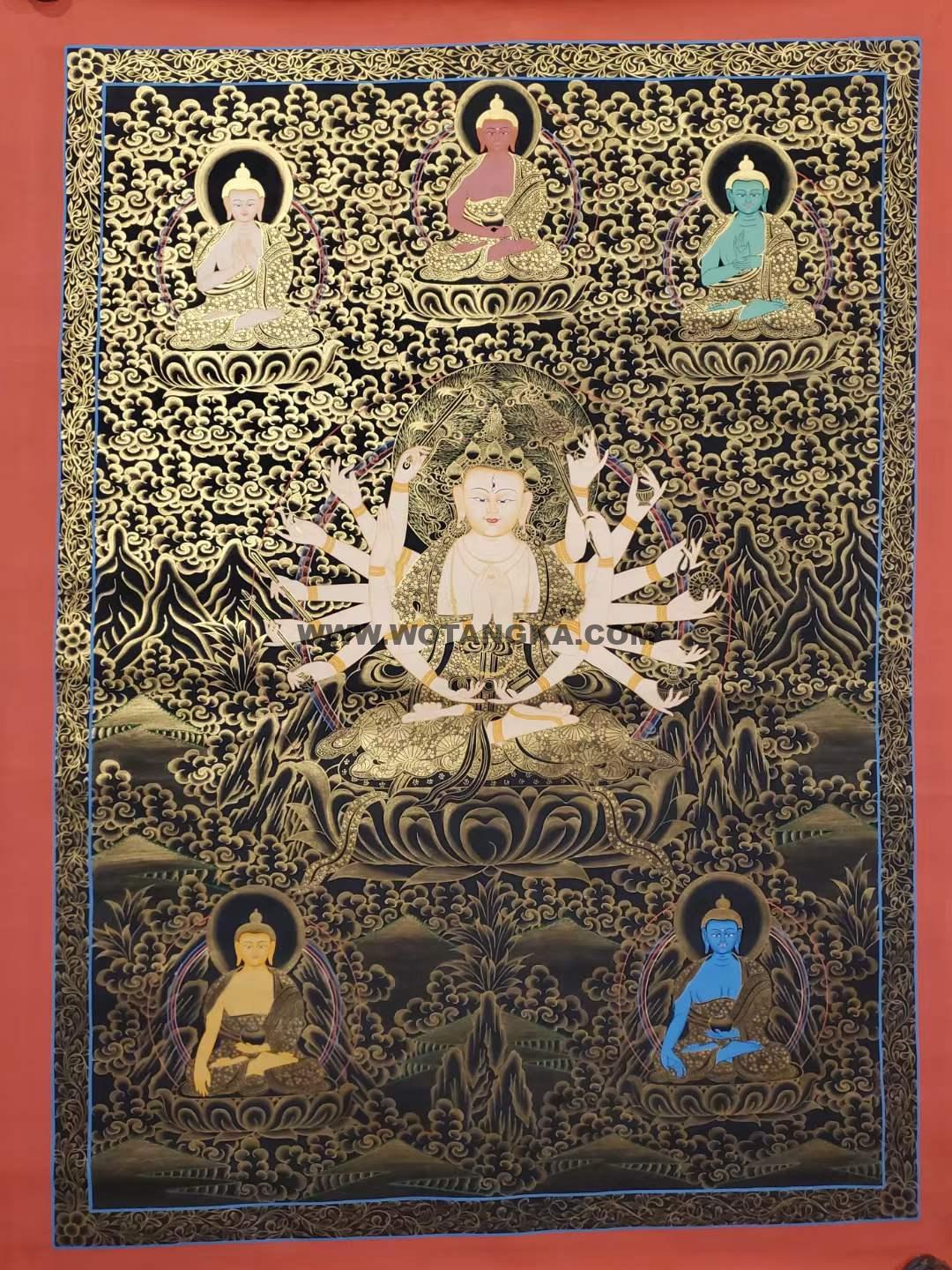 编号173-745732：黑金唐卡-准提佛母（125*90CM左右）