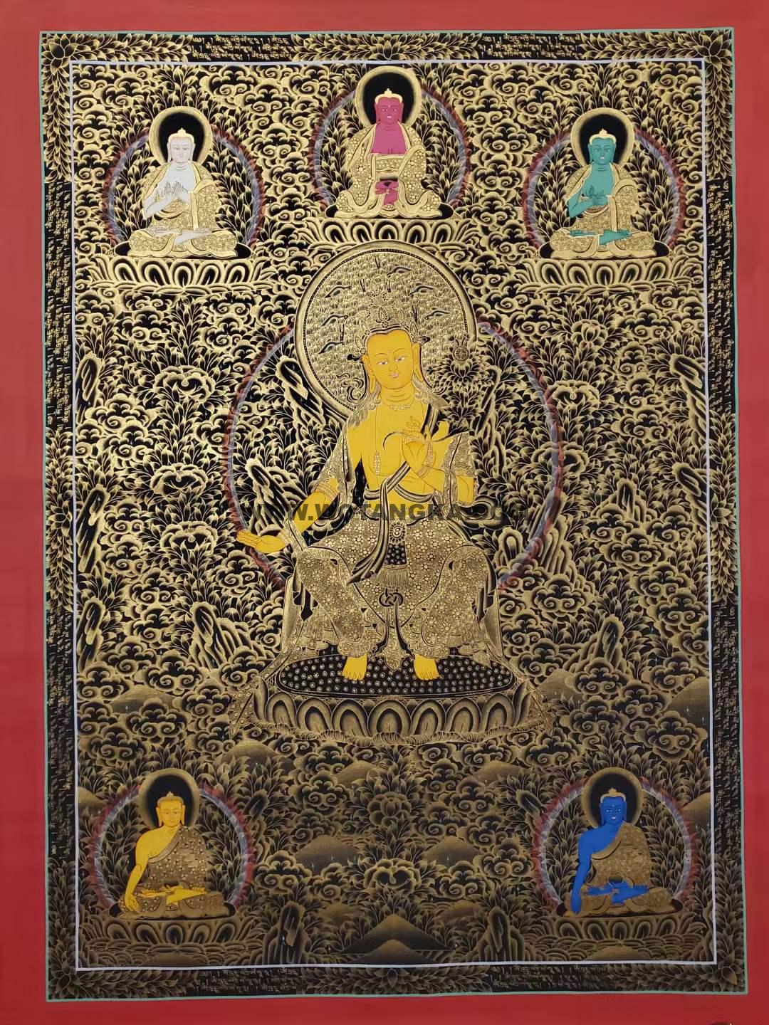 编号173-827259：黑金唐卡-天冠弥勒佛（125*90CM左右）