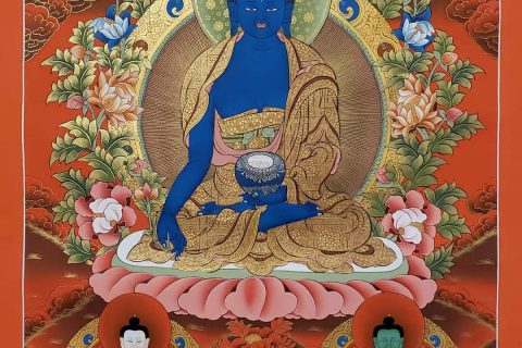 编号173-832064：红金唐卡-药师佛（75*55CM左右）