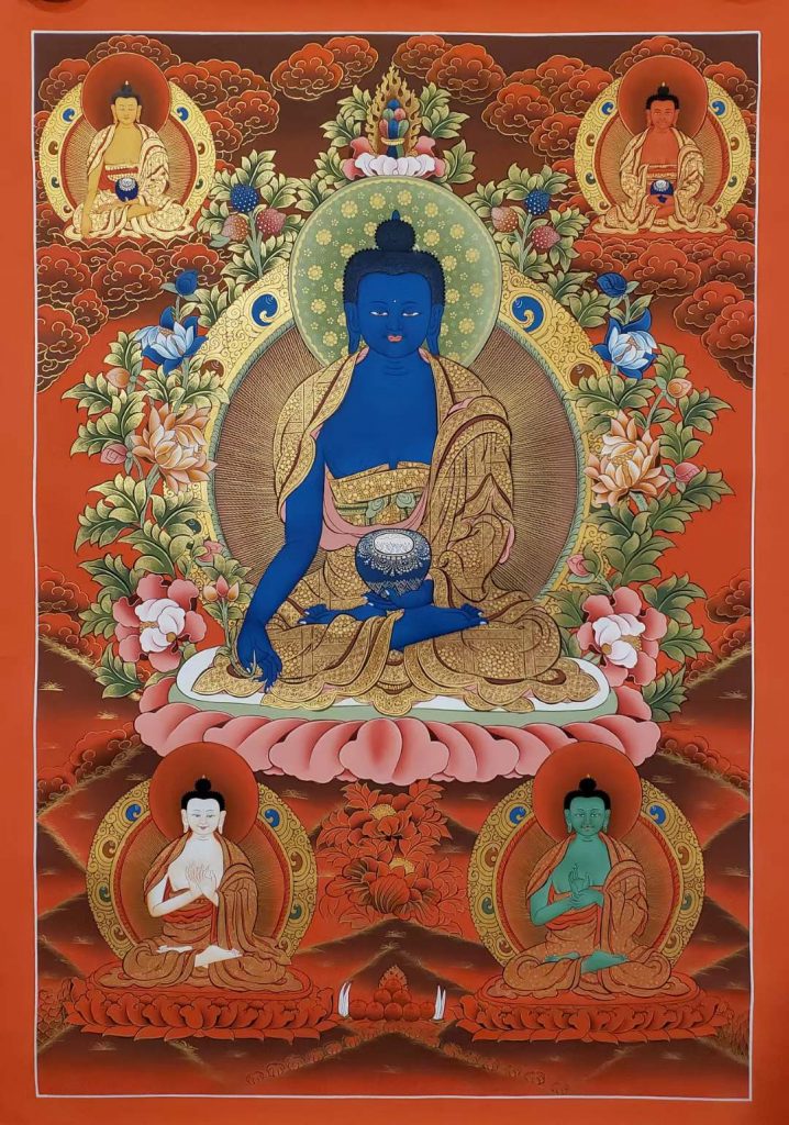编号173-832064：红金唐卡-药师佛（75*55CM左右）