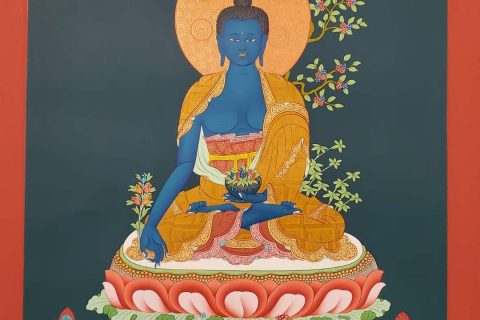 编号173-912486：彩绘唐卡-药师佛（75*55CM左右）