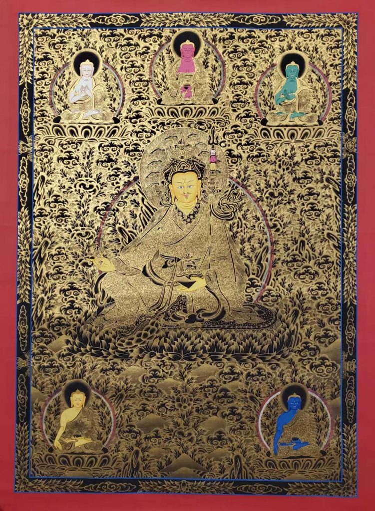 编号173-936195：黑金唐卡-莲花生大士（125*90CM左右）