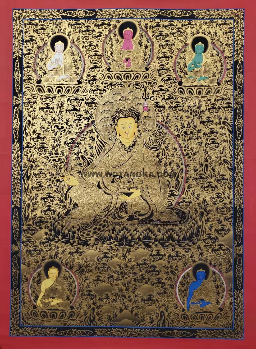 编号173-936195:黑金唐卡-莲花生大士(125*90CM左右)