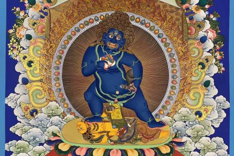 编号182-144291：彩绘唐卡-黑财神（75*55CM左右）