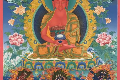 编号182-152284：彩绘唐卡-阿弥陀佛（110*80CM左右）