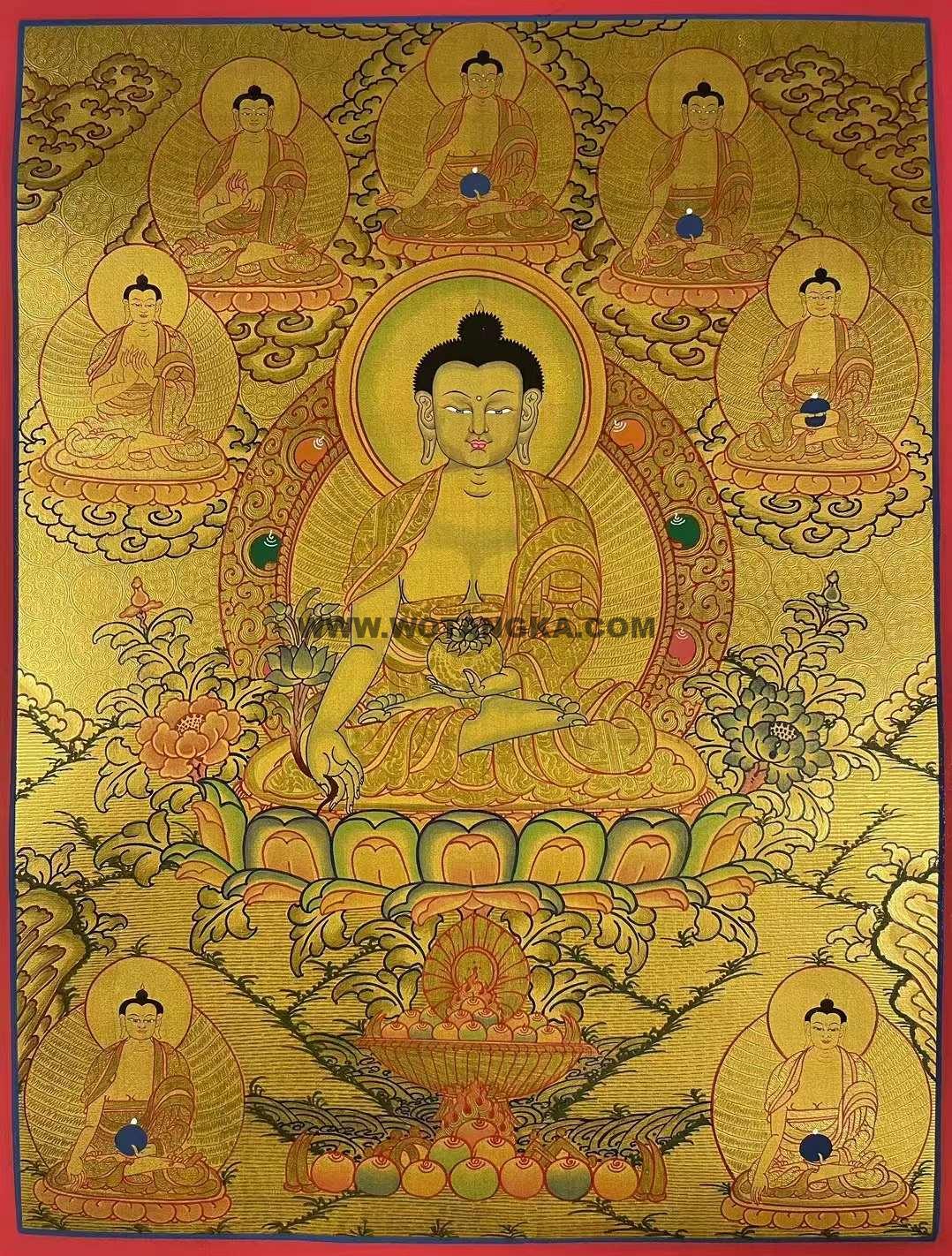 编号182-310783：黄金唐卡-药师佛·药师七佛（60*40CM左右）