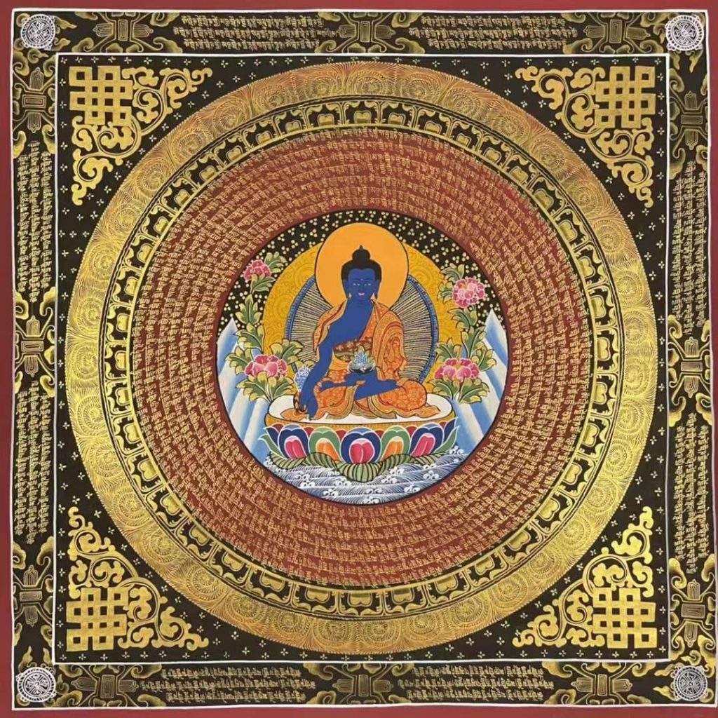 编号182-393441：彩绘唐卡-药师佛坛城（70*70CM左右）