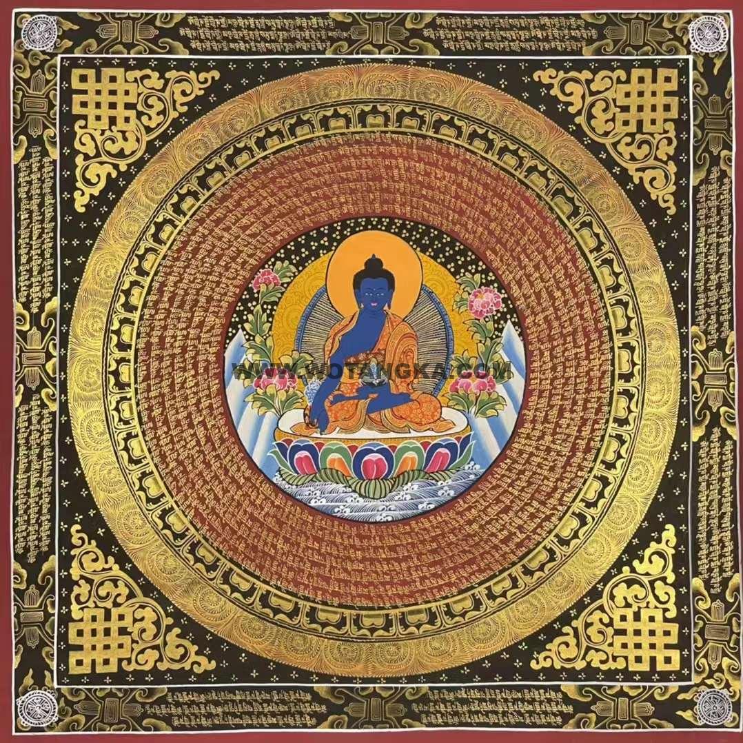 编号182-393441：彩绘唐卡-药师佛坛城（70*70CM左右）