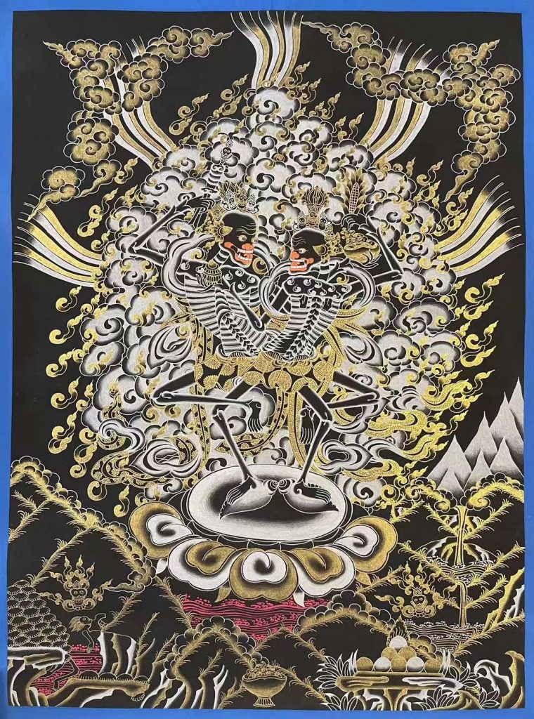 编号182-444201：黑金唐卡-尸陀林主（65*50CM左右）