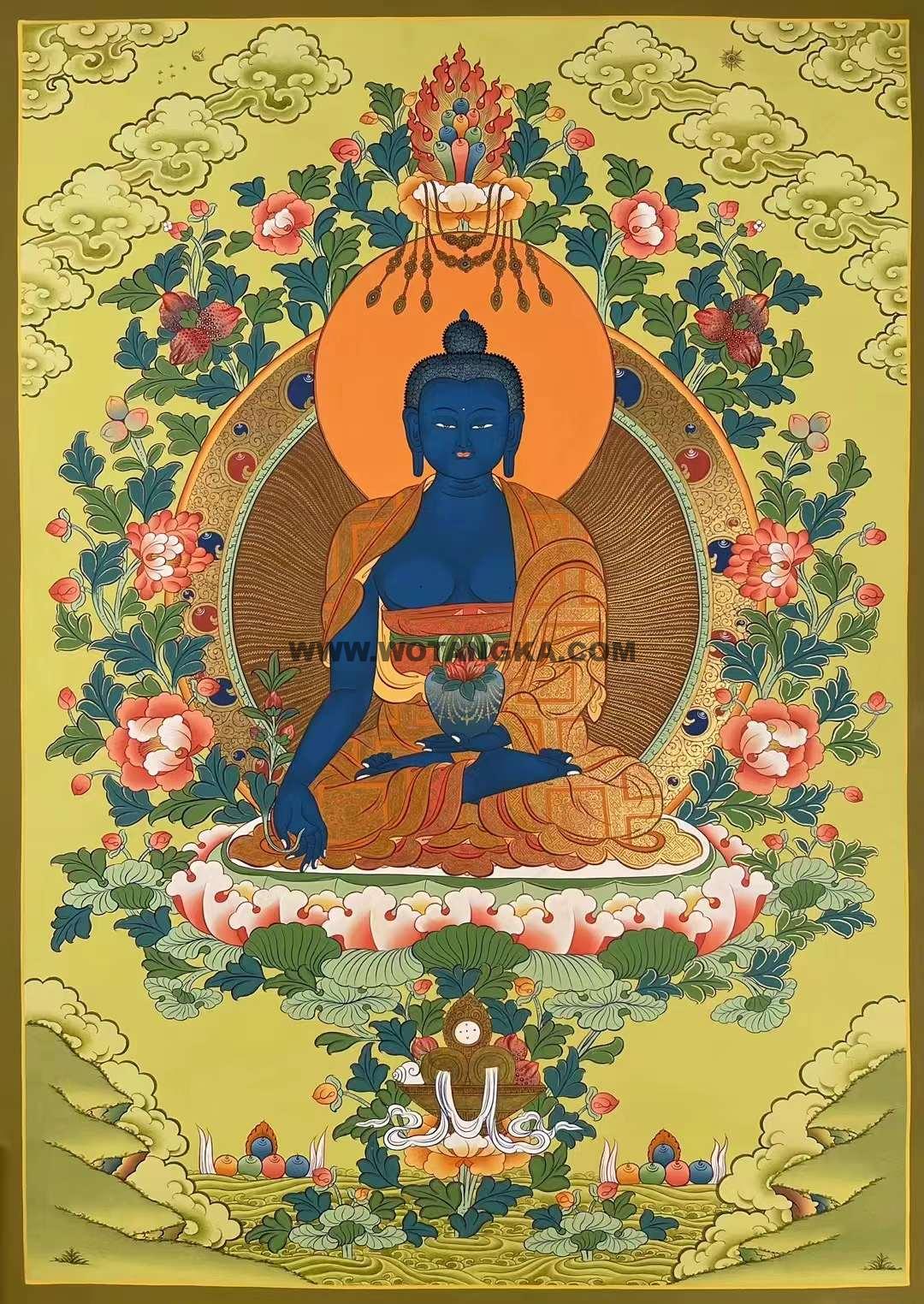编号182-476575:彩绘唐卡-药师佛(75*55CM左右)