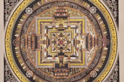 编号182-483223：彩绘唐卡-时轮金刚坛城（100*100CM左右）