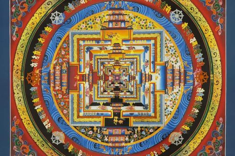编号182-489518：彩绘唐卡-时轮金刚坛城（100*100CM左右）