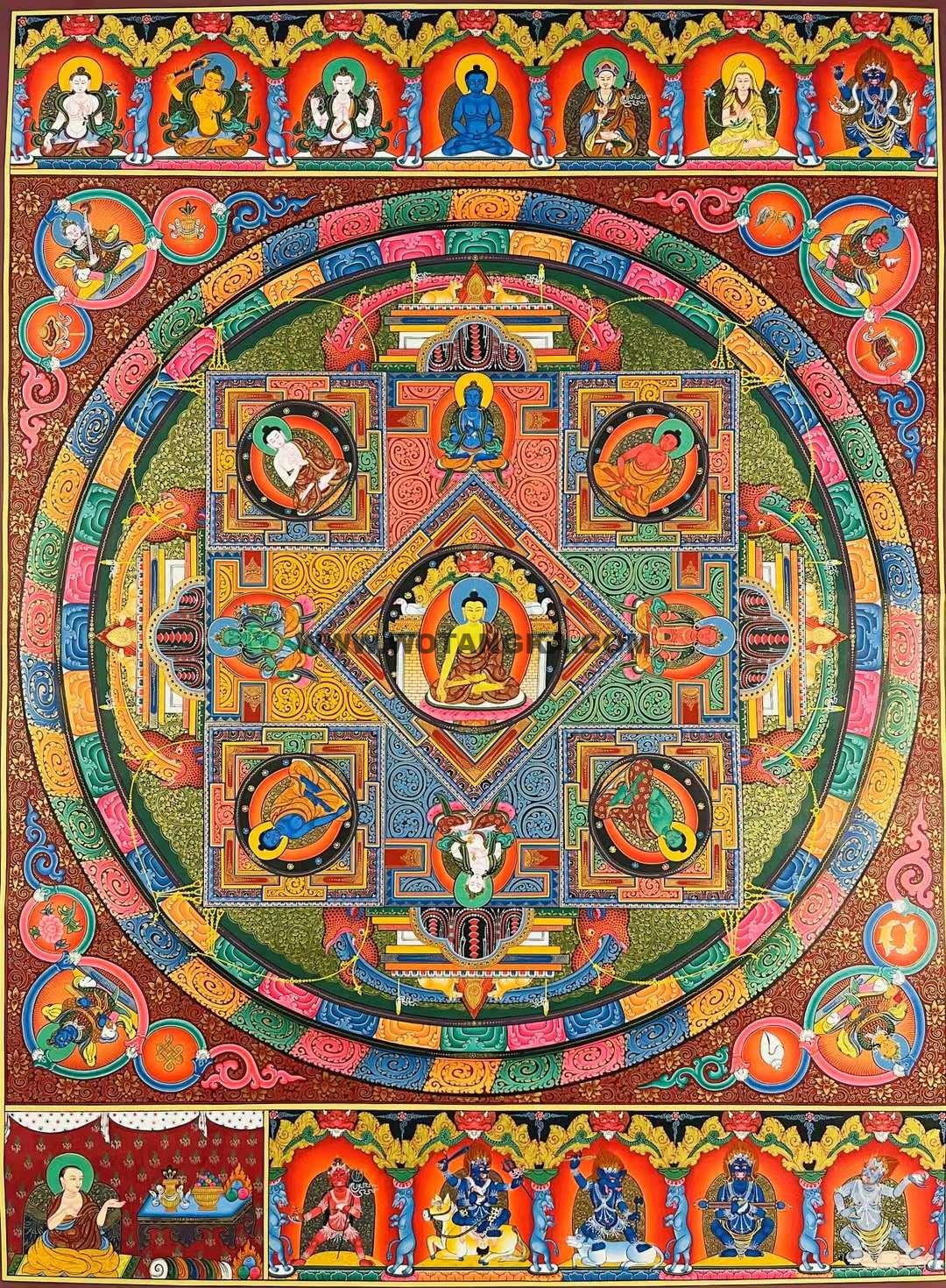 编号182-498031:彩绘唐卡-五方佛坛城(90*65CM左右)