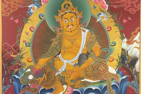 编号182-586092：红金唐卡-黄财神（150*105CM左右）