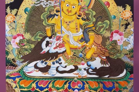 编号182-607299：彩绘唐卡-财宝天王（65*40CM左右）