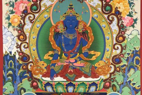 编号182-654132：彩绘唐卡-不动如来·五方佛（105*75CM左右）