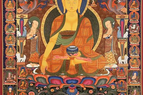 编号182-734009：彩绘唐卡-释迦牟尼佛·三十五佛（150*125CM左右）