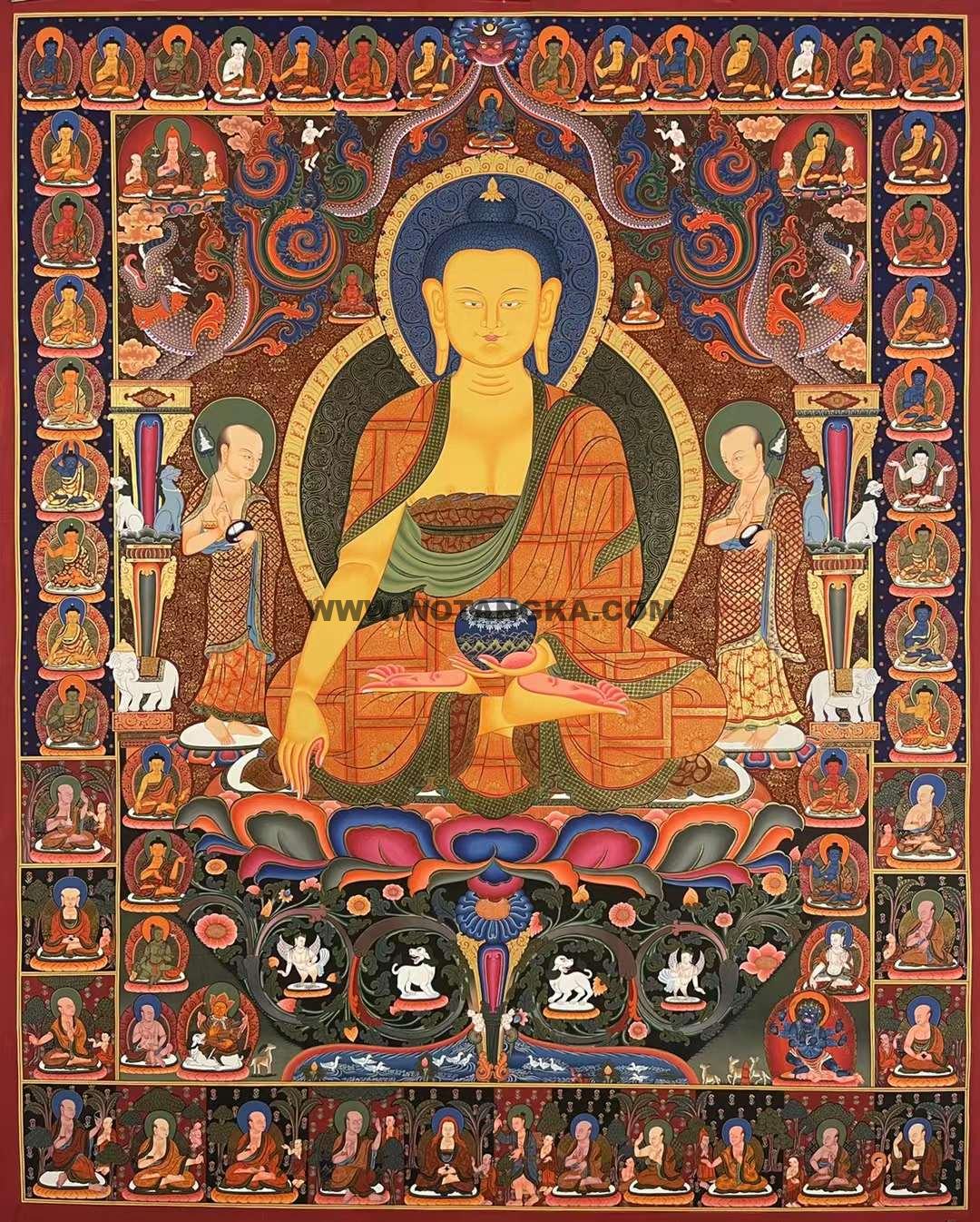 编号182-734009：彩绘唐卡-释迦牟尼佛·三十五佛（150*125CM左右）