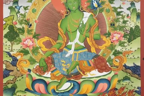 编号182-742932：彩绘唐卡-绿度母（75*50CM左右）