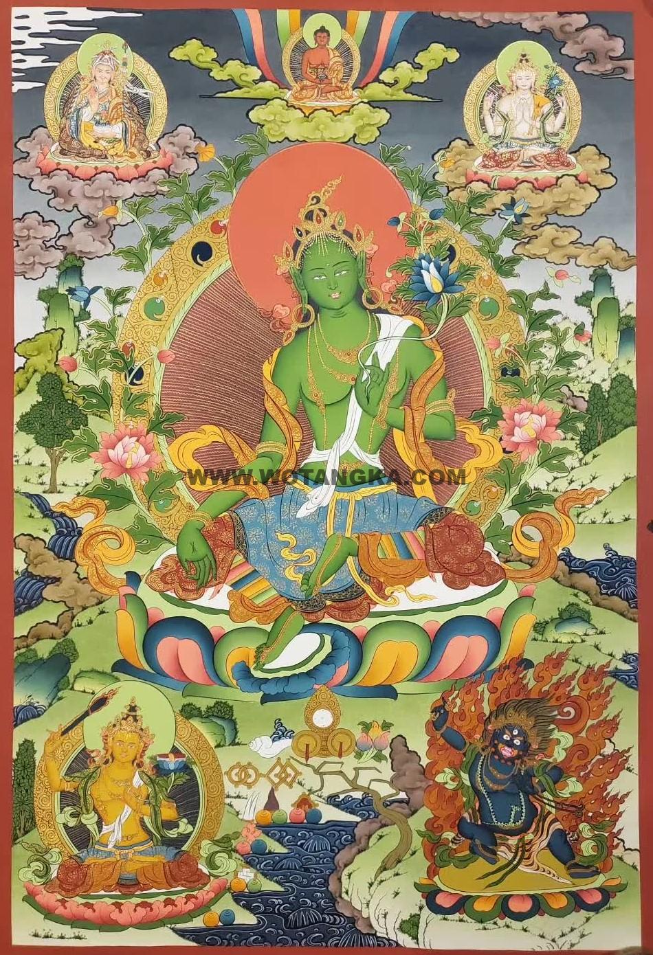 编号182-742932：彩绘唐卡-绿度母（75*50CM左右）