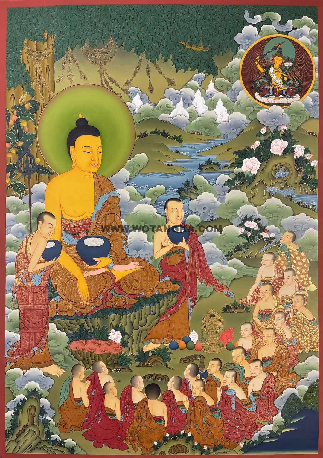 编号182-763549：彩绘唐卡-释迦牟尼佛·说法图（90*60CM左右）