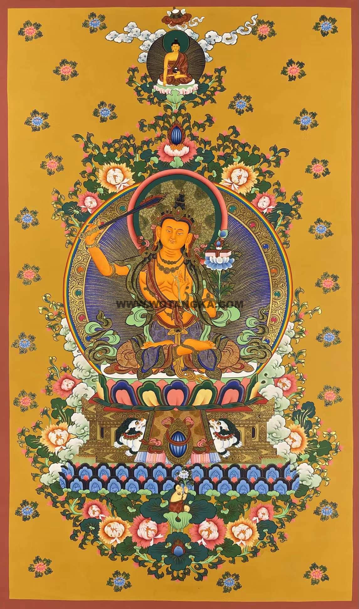 编号182-789456：彩绘唐卡-文殊菩萨（75*50CM左右）