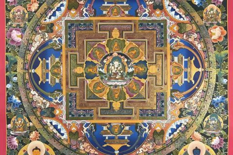 编号182-810585：彩绘唐卡-金刚萨埵双修坛城（105*75CM左右）