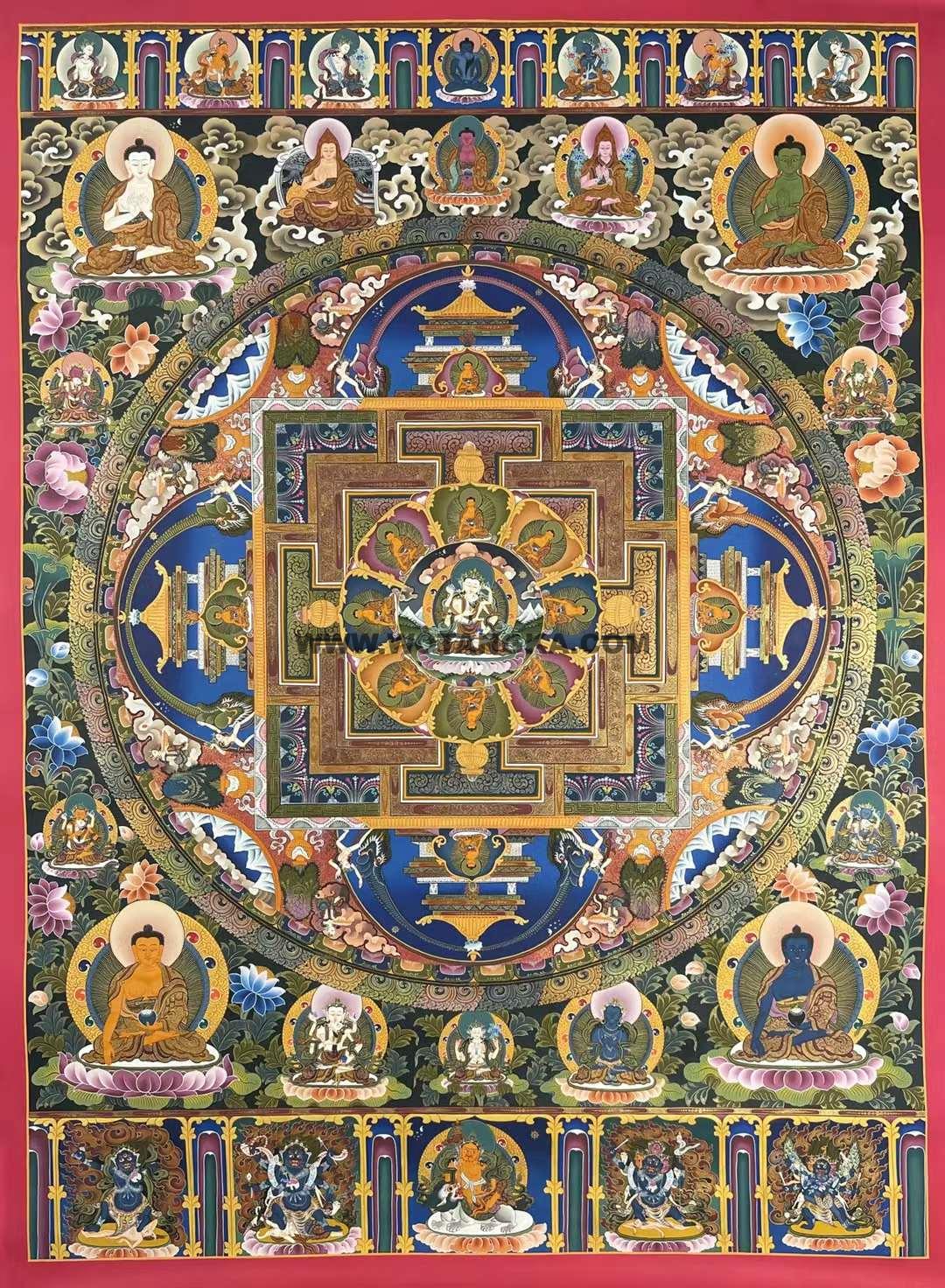 编号182-810585:彩绘唐卡-金刚萨埵双修坛城(105*75CM左右)