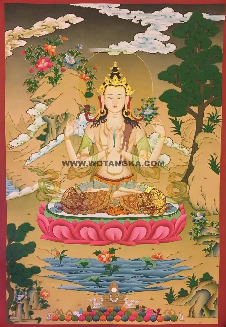 编号182-828692：嘎玛嘎赤-四臂观音（75*55CM左右）