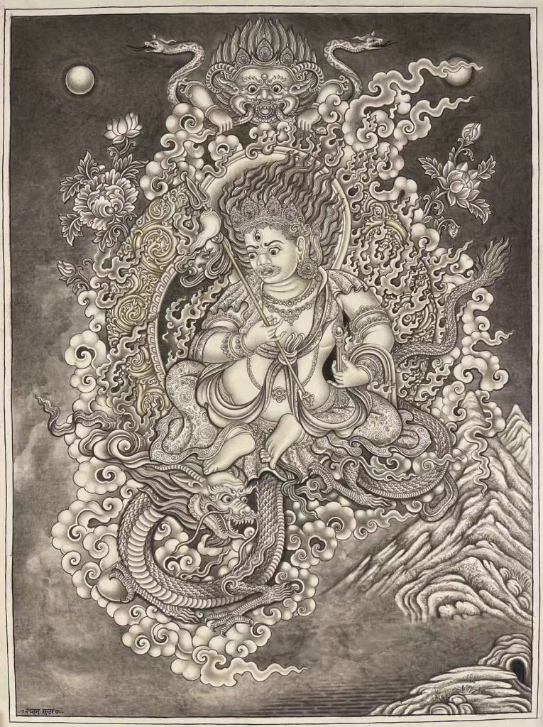 编号182-986284：彩绘唐卡-白财神（50*40CM左右）