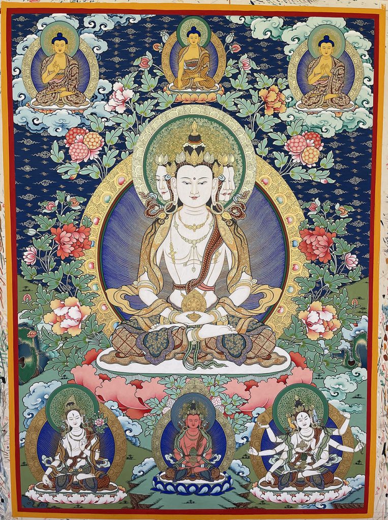 编号188-129792：彩绘唐卡-四面大日如来（100*70CM左右）