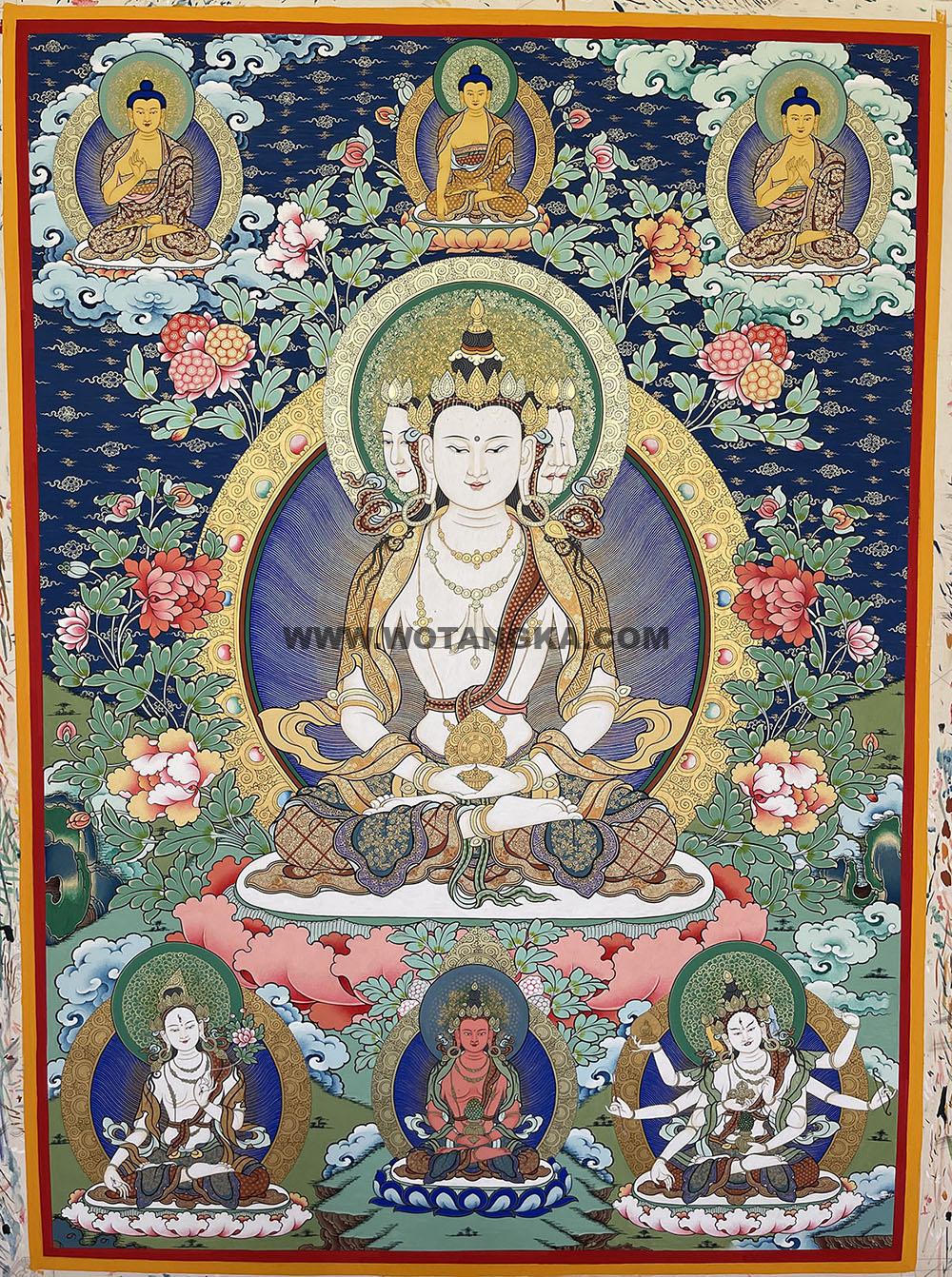 编号188-129792：彩绘唐卡-四面大日如来（100*70CM左右）