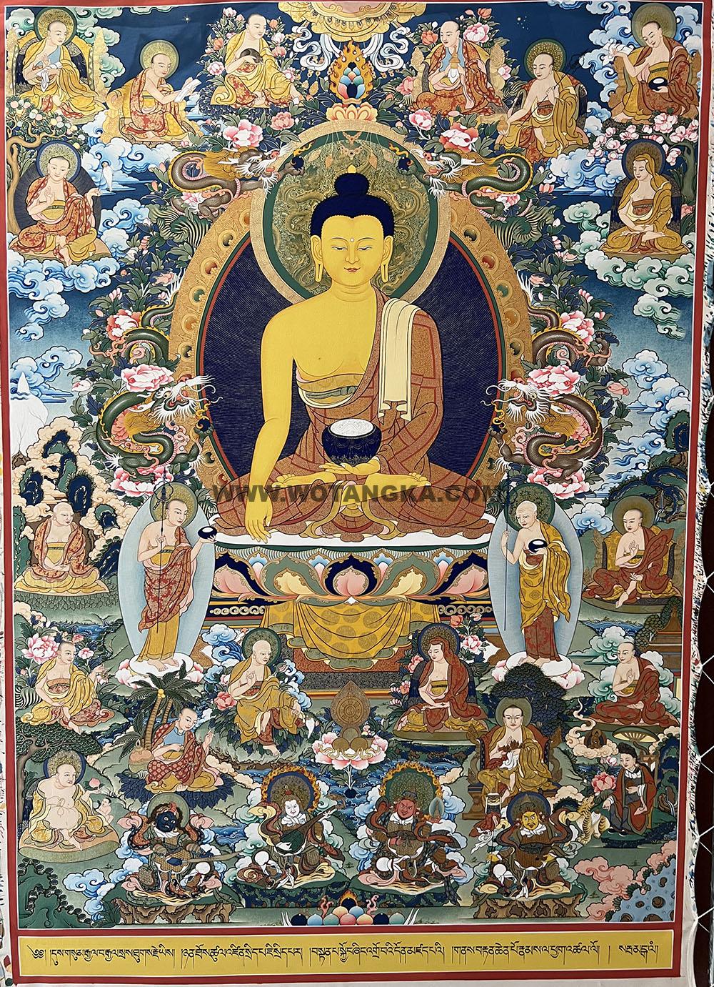 编号188-270898:彩绘唐卡-释迦牟尼佛·十八罗汉·四大天王(120*80CM左右)