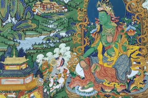 编号188-690369：彩绘唐卡-绿度母（98*62CM左右）