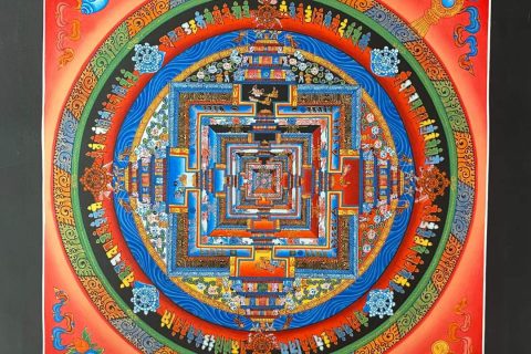 编号191-142607：彩绘唐卡-时轮金刚坛城（28*28CM左右）