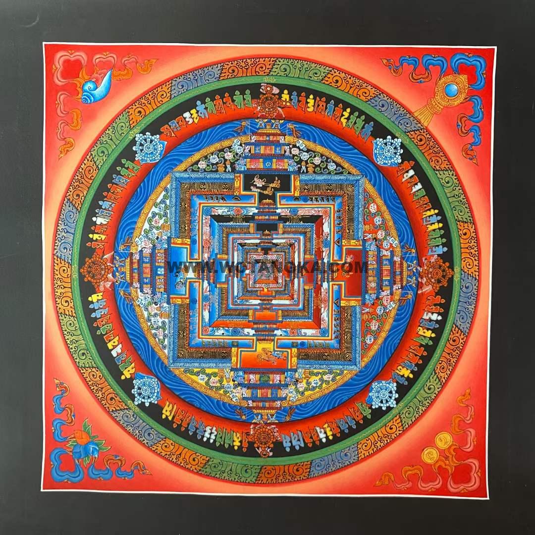 编号191-142607：彩绘唐卡-时轮金刚坛城（28*28CM左右）