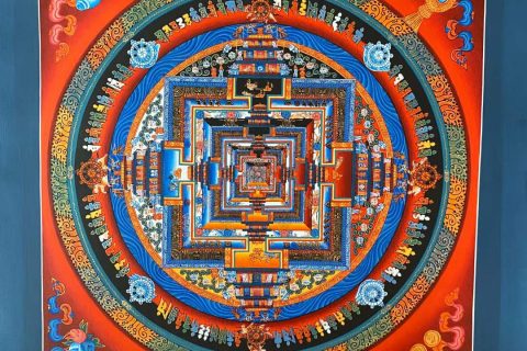 编号191-154538：彩绘唐卡-时轮金刚坛城（28*28CM左右）