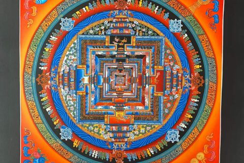 编号191-408326：彩绘唐卡-时轮金刚坛城（28*28CM左右）