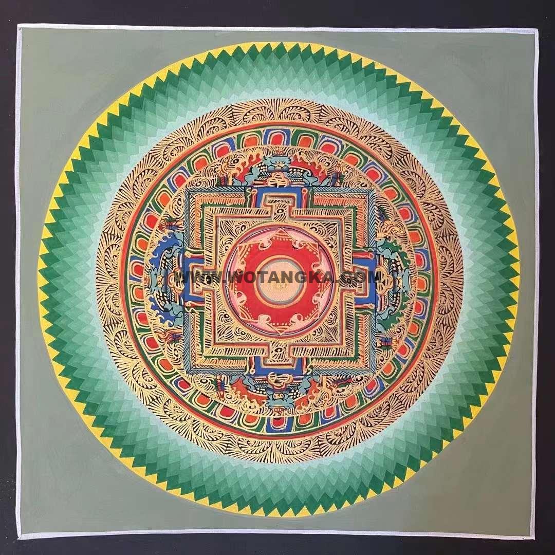 编号191-479764:彩绘唐卡-六字真言坛城(30*30CM左右)