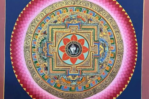 编号191-481615：彩绘唐卡-六字真言坛城（30*30CM左右）
