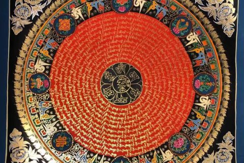 编号191-674766：彩绘唐卡-六字真言坛城（70*70CM左右）