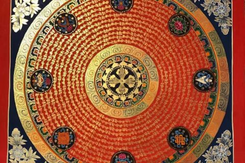 编号191-729832：彩绘唐卡-吉祥八宝坛城（70*70CM左右）