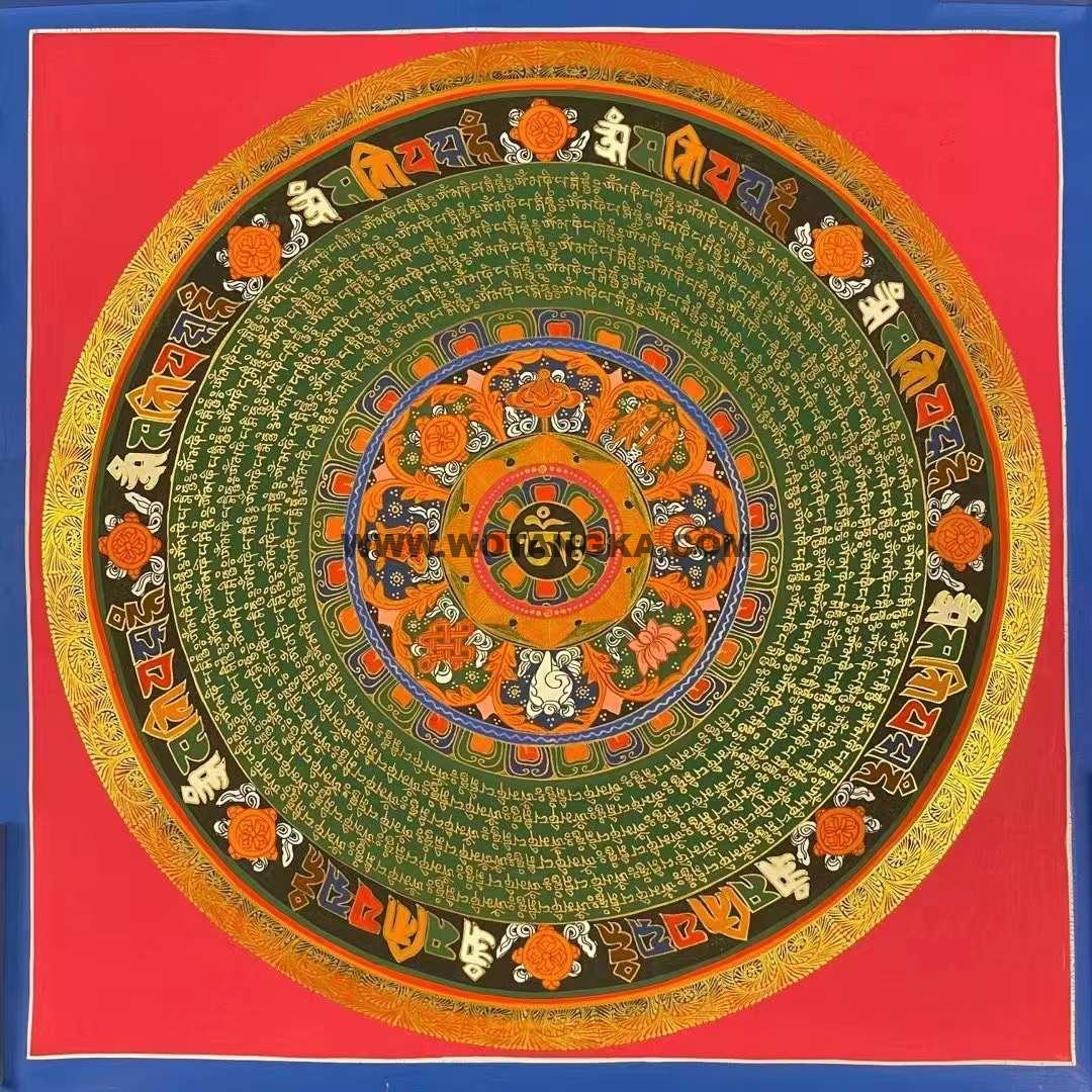 编号191-958591:彩绘唐卡-六字真言坛城(70*70CM左右)